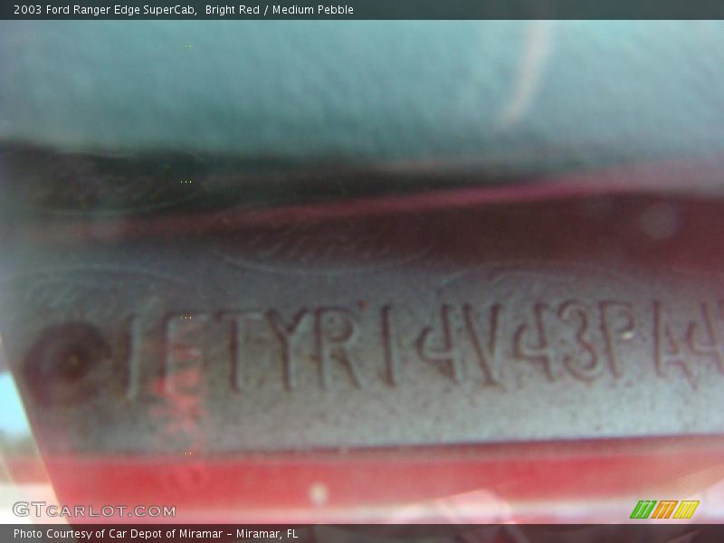 Bright Red / Medium Pebble 2003 Ford Ranger Edge SuperCab