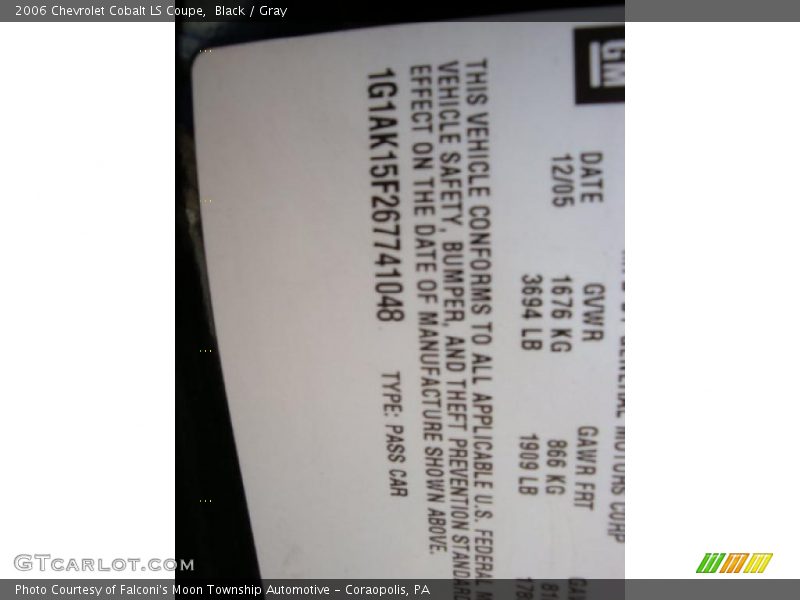 Black / Gray 2006 Chevrolet Cobalt LS Coupe