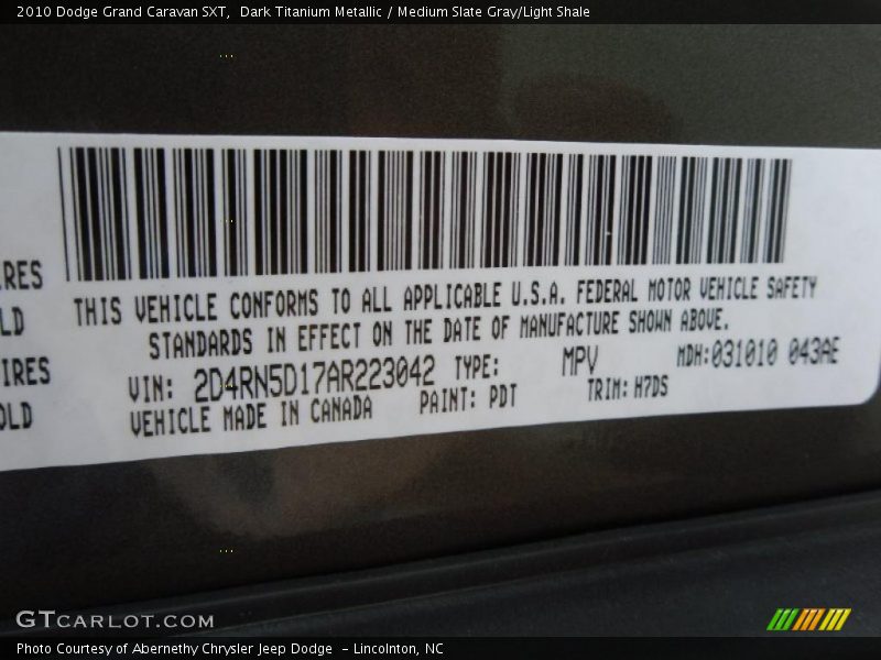 Dark Titanium Metallic / Medium Slate Gray/Light Shale 2010 Dodge Grand Caravan SXT