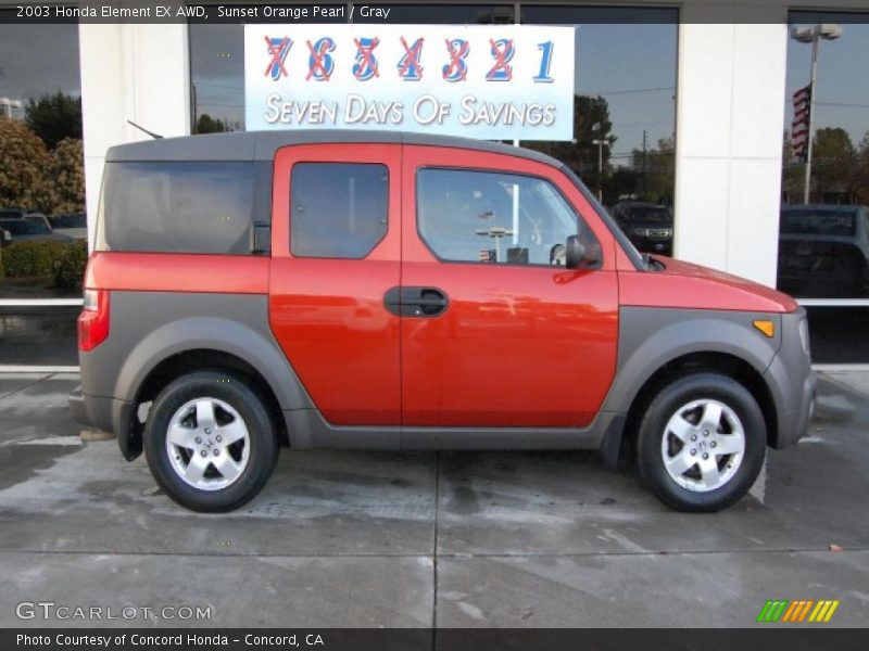 Sunset Orange Pearl / Gray 2003 Honda Element EX AWD