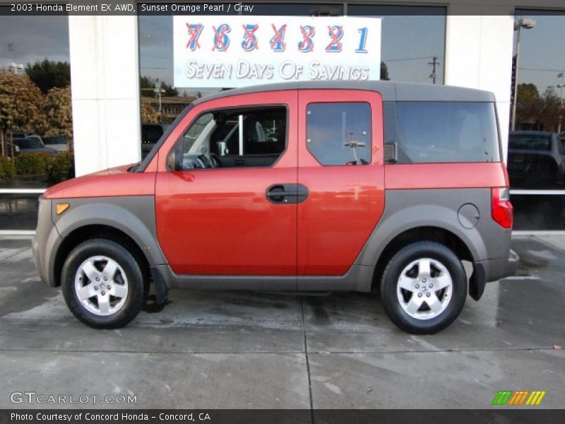 Sunset Orange Pearl / Gray 2003 Honda Element EX AWD