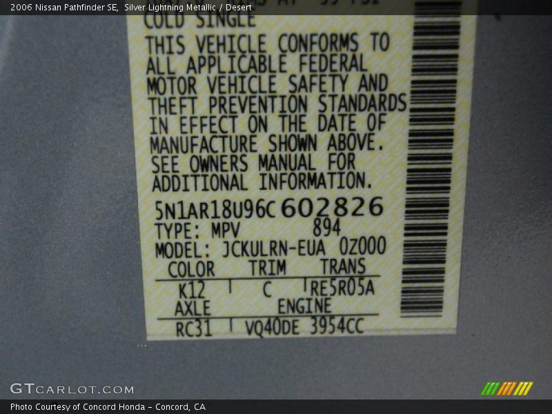 Silver Lightning Metallic / Desert 2006 Nissan Pathfinder SE