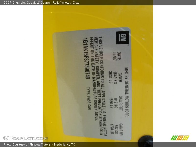 Rally Yellow / Gray 2007 Chevrolet Cobalt LS Coupe