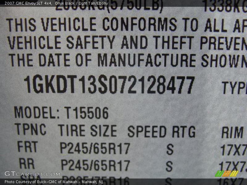 Onyx Black / Light Tan/Ebony 2007 GMC Envoy SLT 4x4
