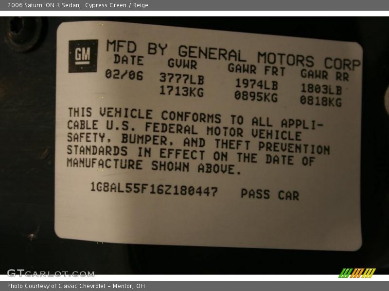 Cypress Green / Beige 2006 Saturn ION 3 Sedan
