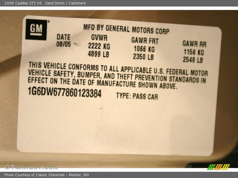 Sand Storm / Cashmere 2006 Cadillac STS V6