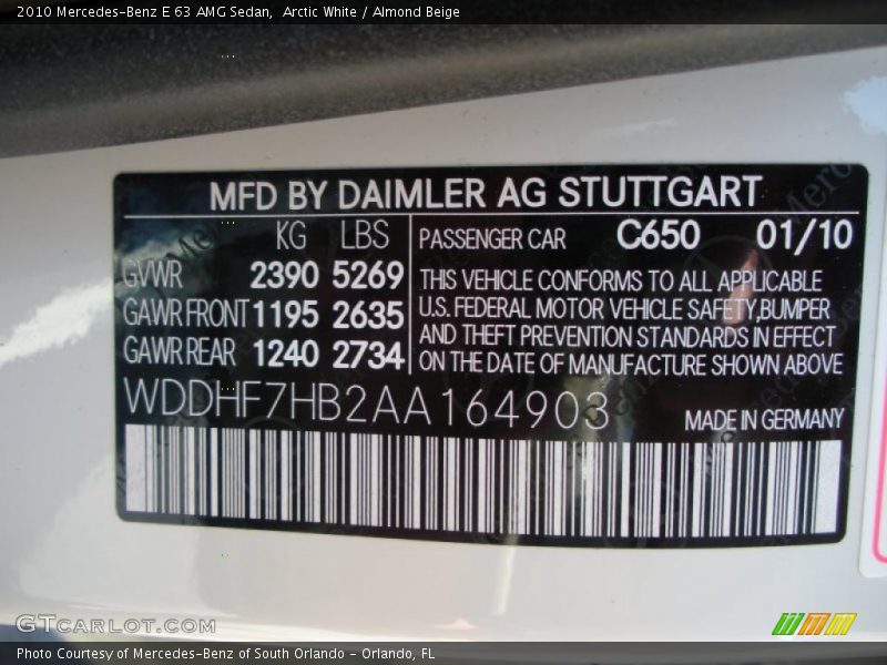 Arctic White / Almond Beige 2010 Mercedes-Benz E 63 AMG Sedan
