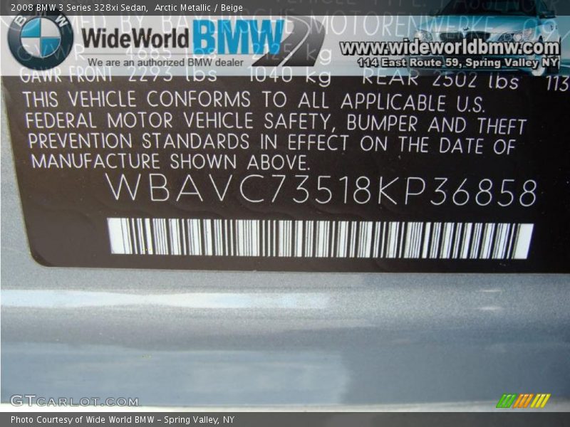 Arctic Metallic / Beige 2008 BMW 3 Series 328xi Sedan