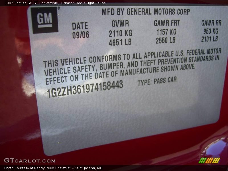 Crimson Red / Light Taupe 2007 Pontiac G6 GT Convertible