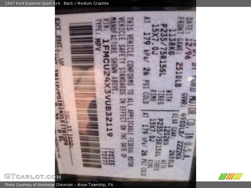 Black / Medium Graphite 1997 Ford Explorer Sport 4x4