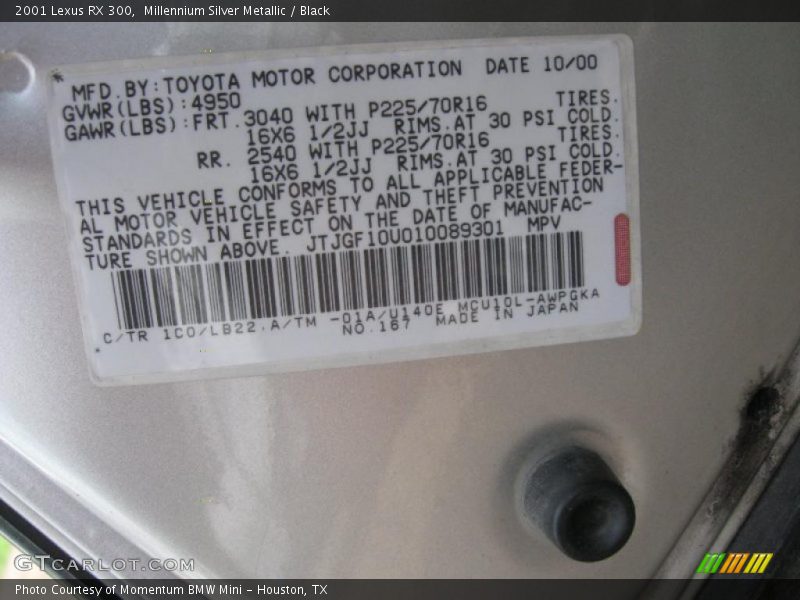 Millennium Silver Metallic / Black 2001 Lexus RX 300