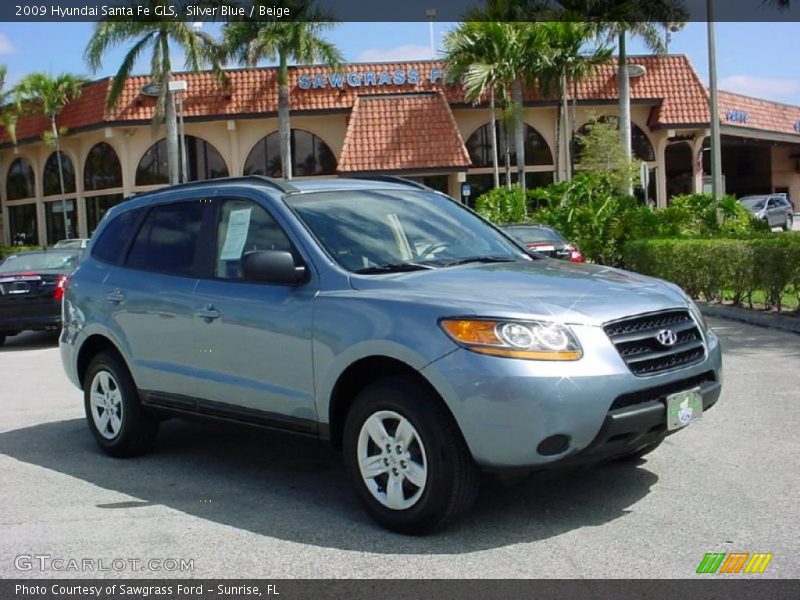 Silver Blue / Beige 2009 Hyundai Santa Fe GLS