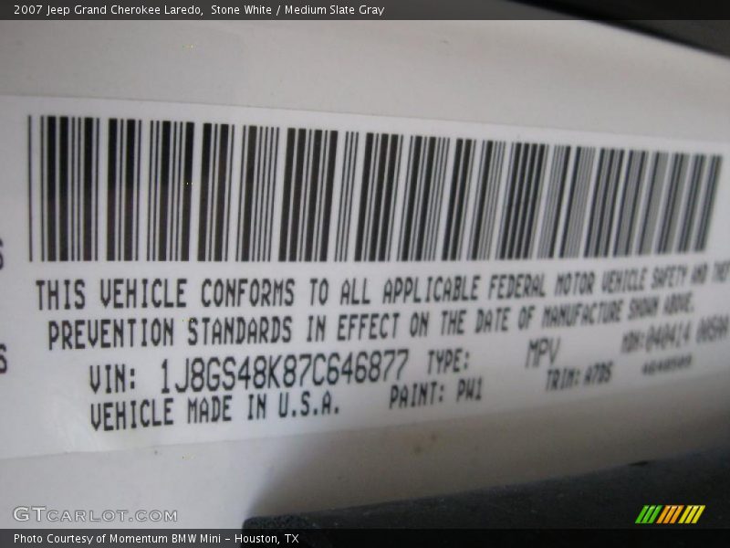 Stone White / Medium Slate Gray 2007 Jeep Grand Cherokee Laredo