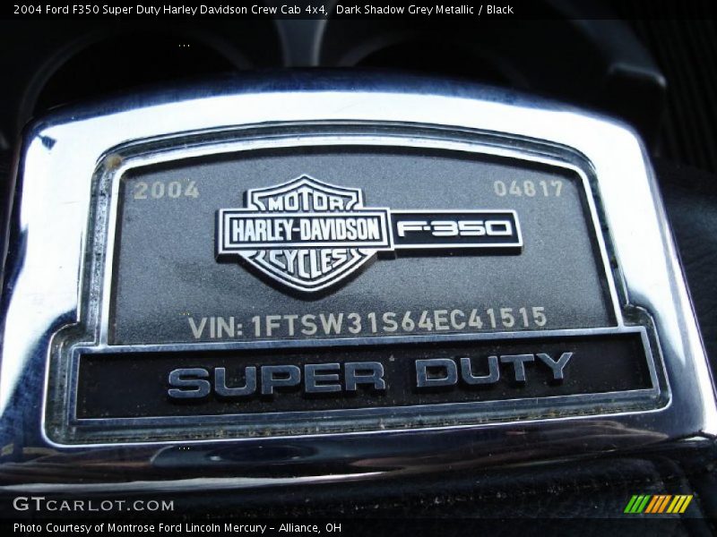 Dark Shadow Grey Metallic / Black 2004 Ford F350 Super Duty Harley Davidson Crew Cab 4x4