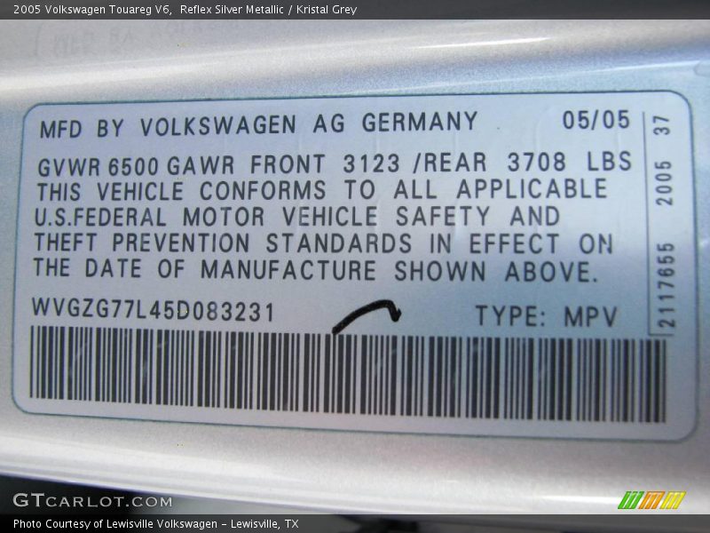 Reflex Silver Metallic / Kristal Grey 2005 Volkswagen Touareg V6