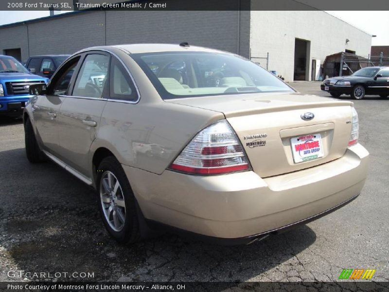 Titanium Green Metallic / Camel 2008 Ford Taurus SEL
