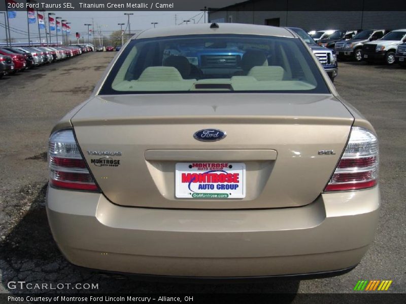 Titanium Green Metallic / Camel 2008 Ford Taurus SEL