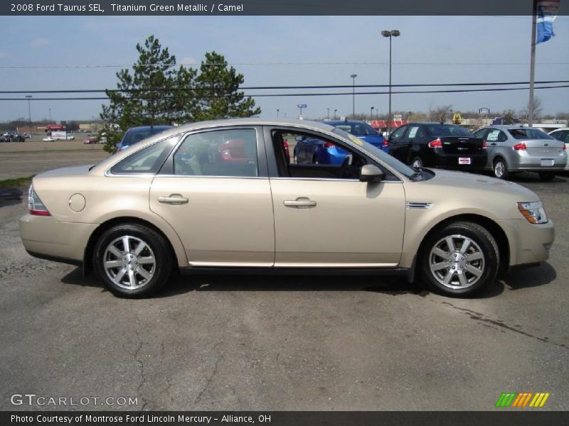 Titanium Green Metallic / Camel 2008 Ford Taurus SEL