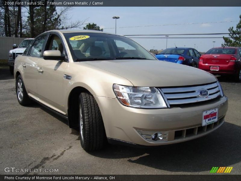 Titanium Green Metallic / Camel 2008 Ford Taurus SEL