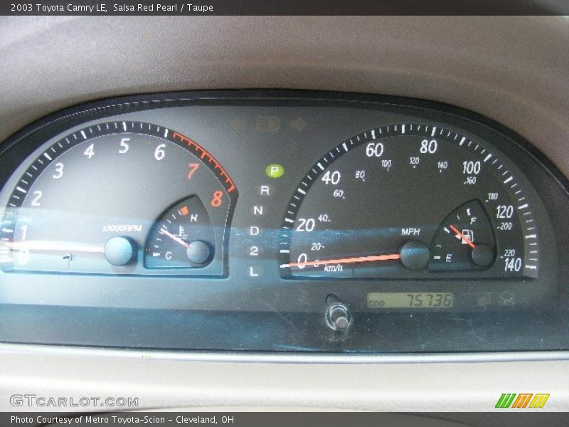 Salsa Red Pearl / Taupe 2003 Toyota Camry LE