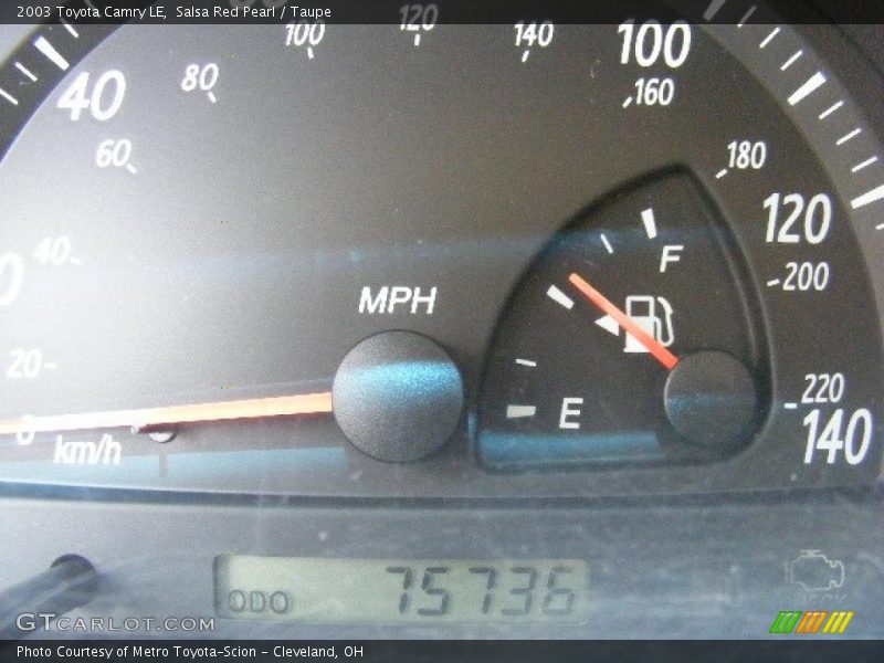 Salsa Red Pearl / Taupe 2003 Toyota Camry LE