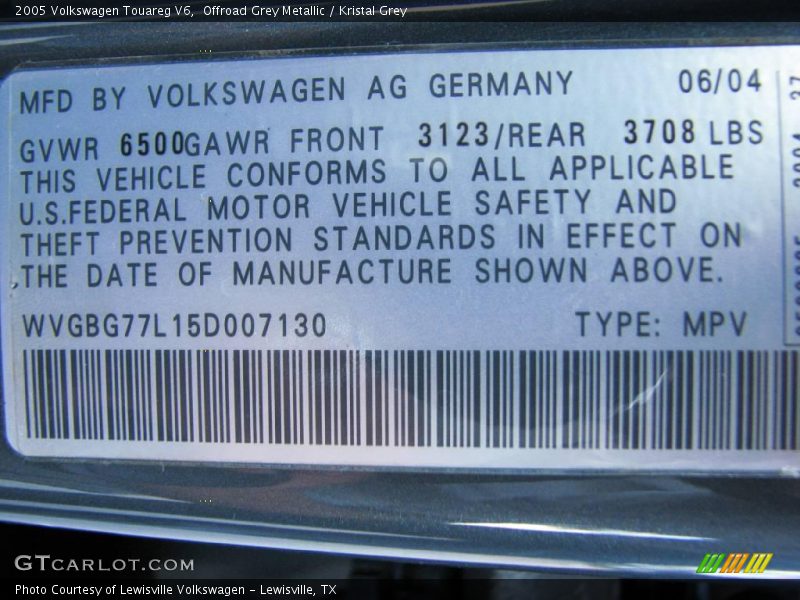 Offroad Grey Metallic / Kristal Grey 2005 Volkswagen Touareg V6