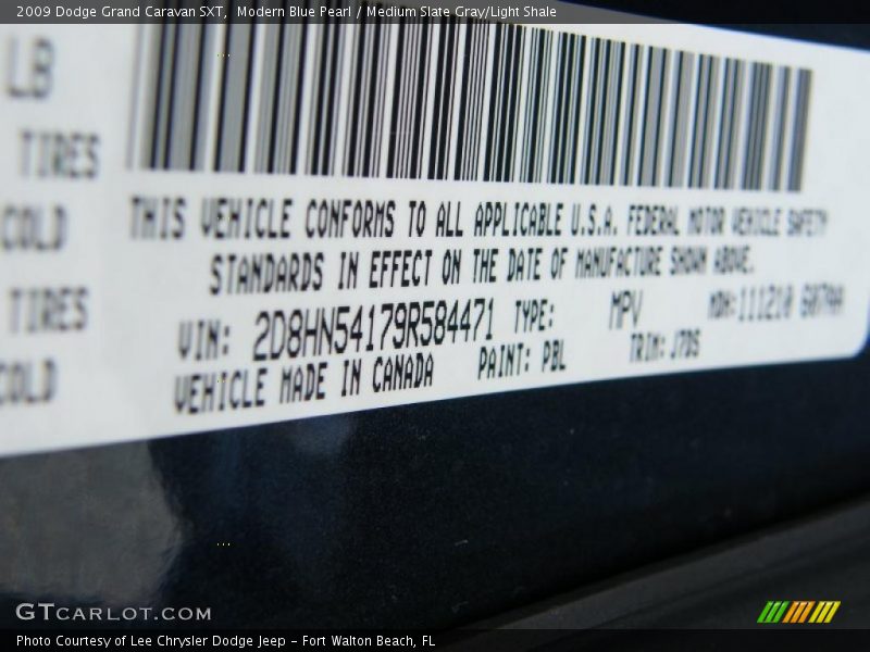 Modern Blue Pearl / Medium Slate Gray/Light Shale 2009 Dodge Grand Caravan SXT