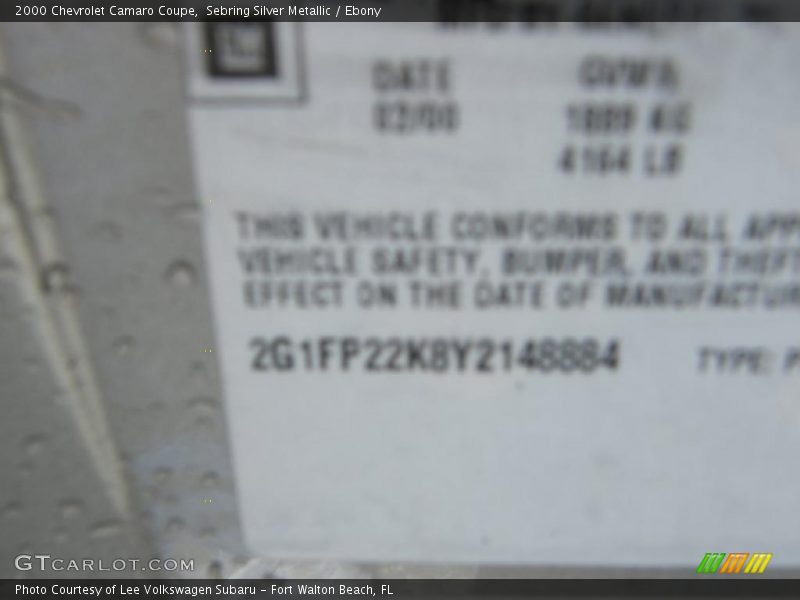 Sebring Silver Metallic / Ebony 2000 Chevrolet Camaro Coupe