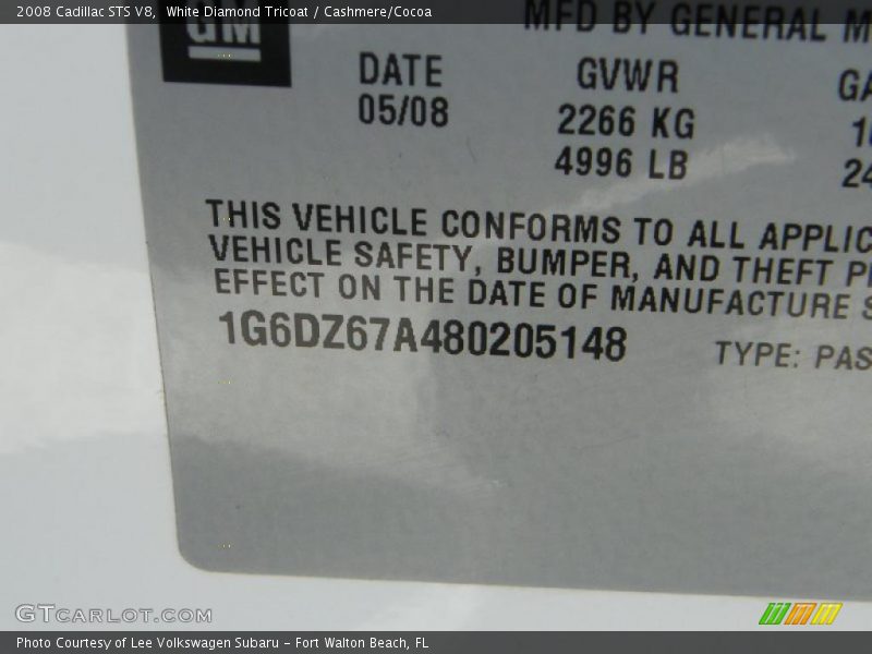 White Diamond Tricoat / Cashmere/Cocoa 2008 Cadillac STS V8