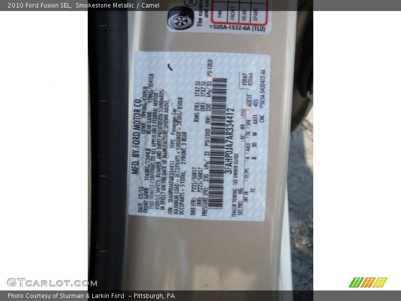 Smokestone Metallic / Camel 2010 Ford Fusion SEL