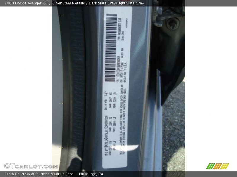 Silver Steel Metallic / Dark Slate Gray/Light Slate Gray 2008 Dodge Avenger SXT