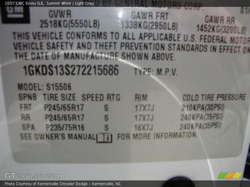 Summit White / Light Gray 2007 GMC Envoy SLE