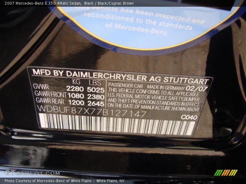 Black / Black/Cognac Brown 2007 Mercedes-Benz E 350 4Matic Sedan