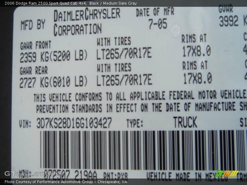 Black / Medium Slate Gray 2006 Dodge Ram 2500 Sport Quad Cab 4x4