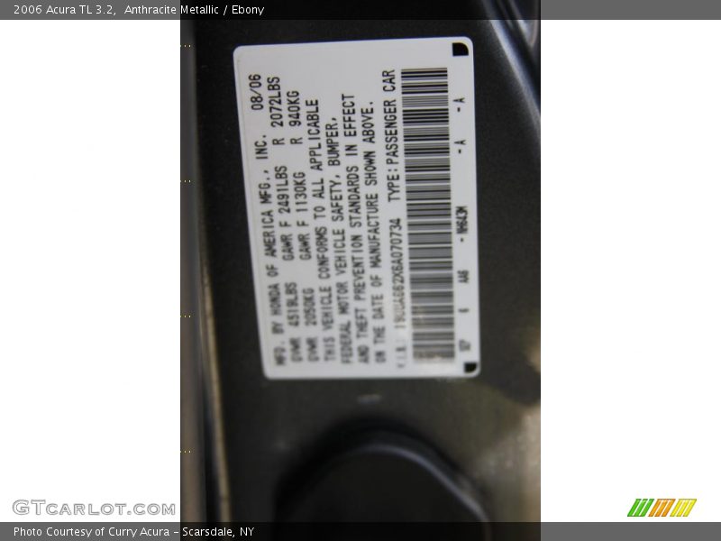 Anthracite Metallic / Ebony 2006 Acura TL 3.2