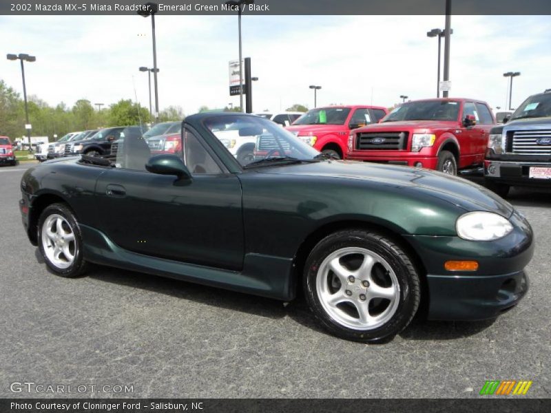 Emerald Green Mica / Black 2002 Mazda MX-5 Miata Roadster