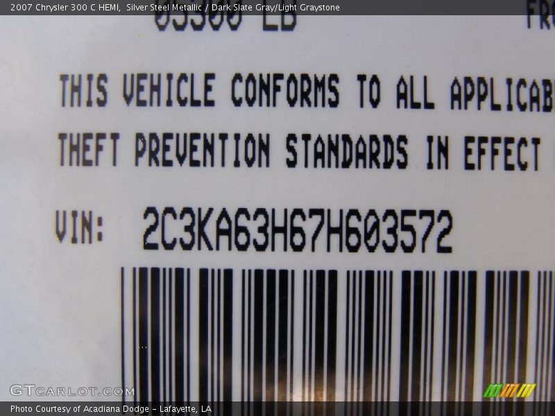 Silver Steel Metallic / Dark Slate Gray/Light Graystone 2007 Chrysler 300 C HEMI