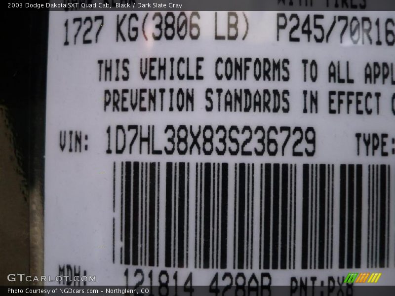 Black / Dark Slate Gray 2003 Dodge Dakota SXT Quad Cab