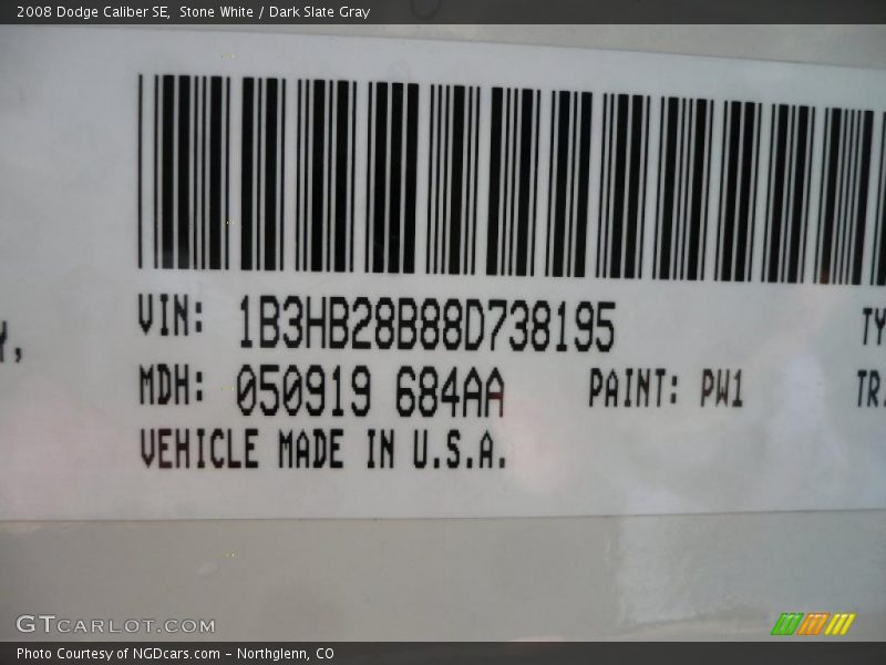 Stone White / Dark Slate Gray 2008 Dodge Caliber SE