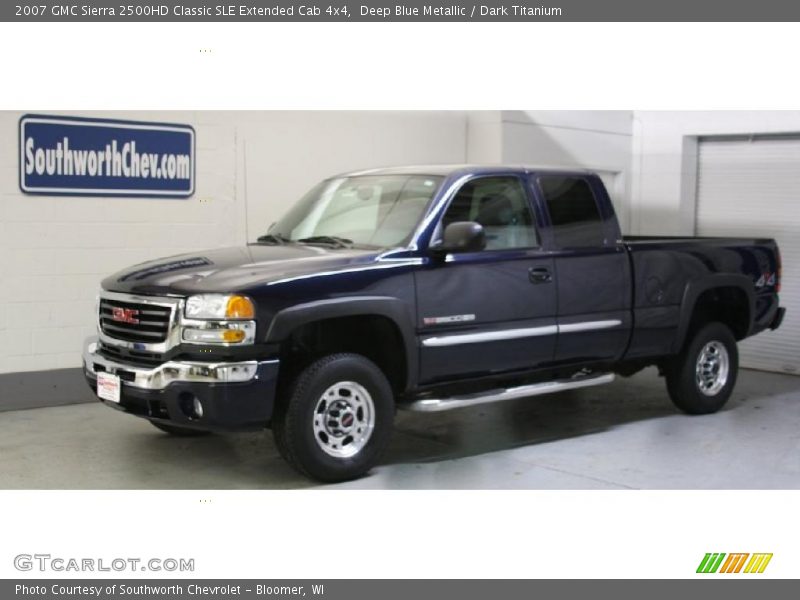 Deep Blue Metallic / Dark Titanium 2007 GMC Sierra 2500HD Classic SLE Extended Cab 4x4