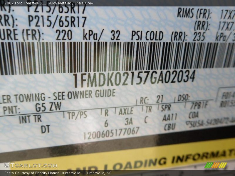 Alloy Metallic / Shale Grey 2007 Ford Freestyle SEL