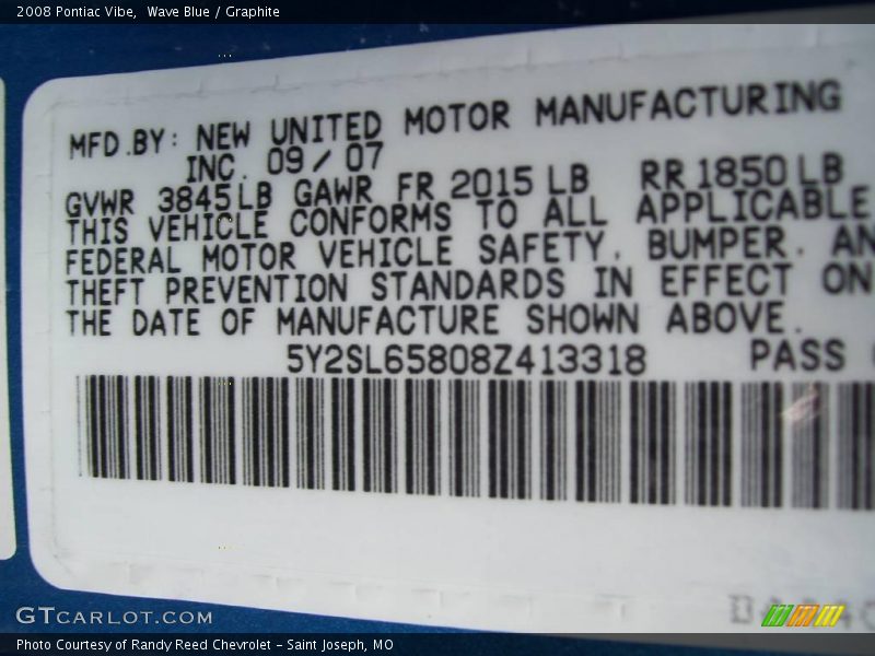 Wave Blue / Graphite 2008 Pontiac Vibe