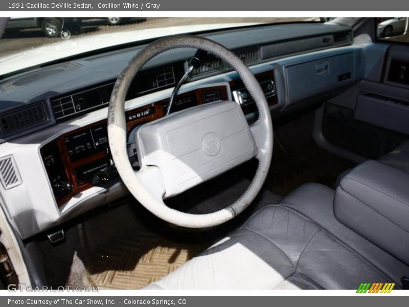 Cotillion White / Gray 1991 Cadillac DeVille Sedan