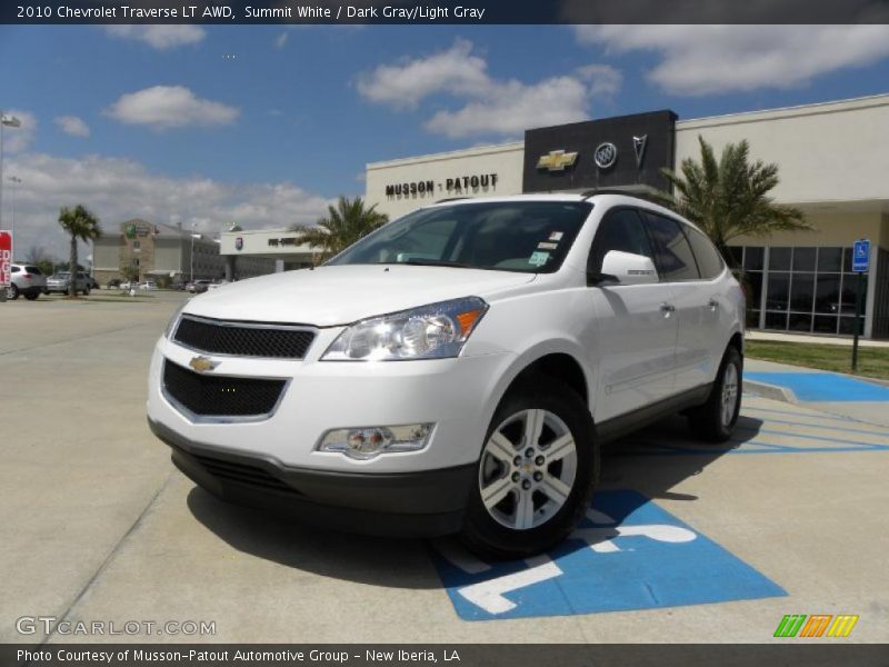 Summit White / Dark Gray/Light Gray 2010 Chevrolet Traverse LT AWD