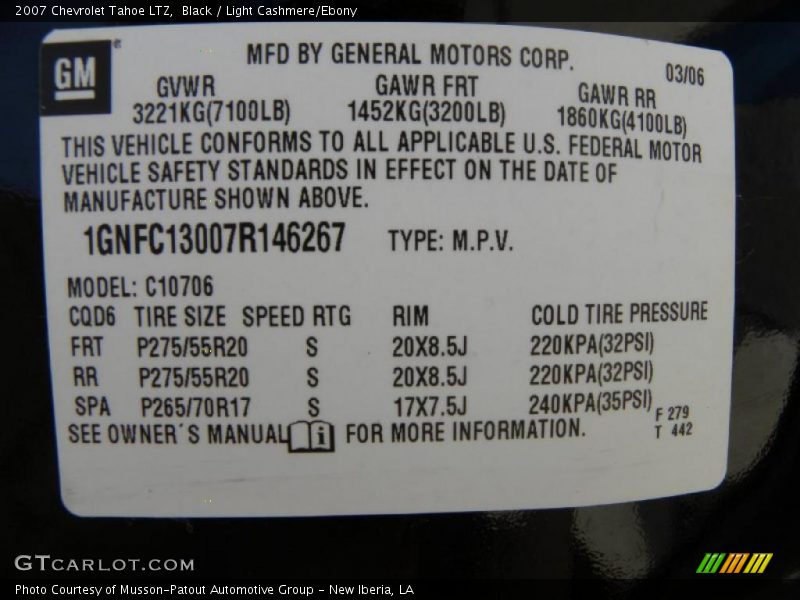 Black / Light Cashmere/Ebony 2007 Chevrolet Tahoe LTZ