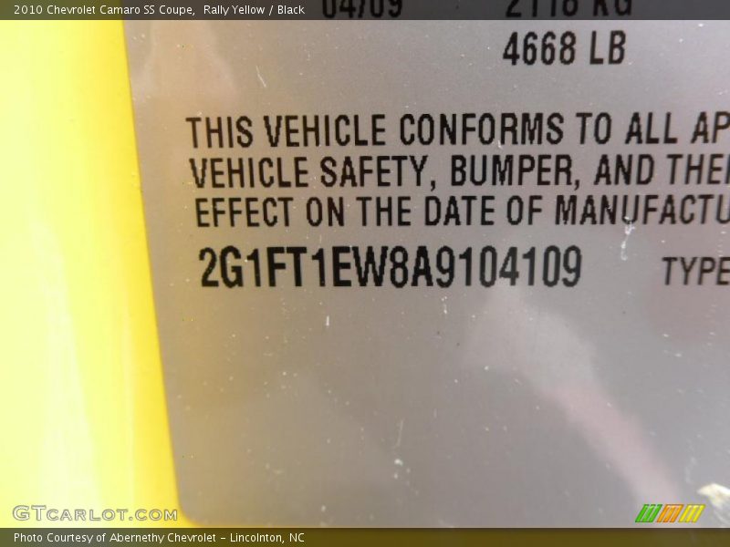 Rally Yellow / Black 2010 Chevrolet Camaro SS Coupe