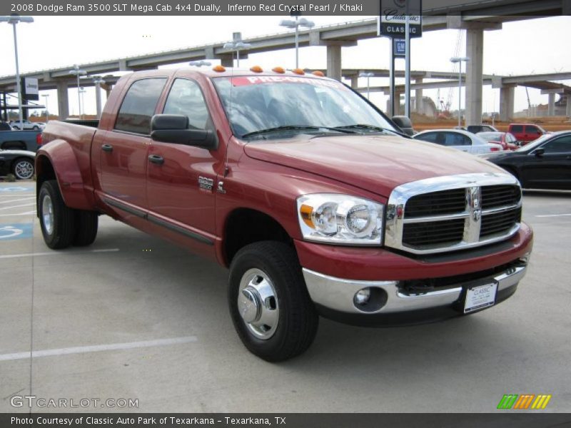 Inferno Red Crystal Pearl / Khaki 2008 Dodge Ram 3500 SLT Mega Cab 4x4 Dually