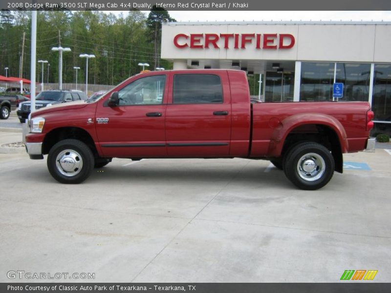 Inferno Red Crystal Pearl / Khaki 2008 Dodge Ram 3500 SLT Mega Cab 4x4 Dually