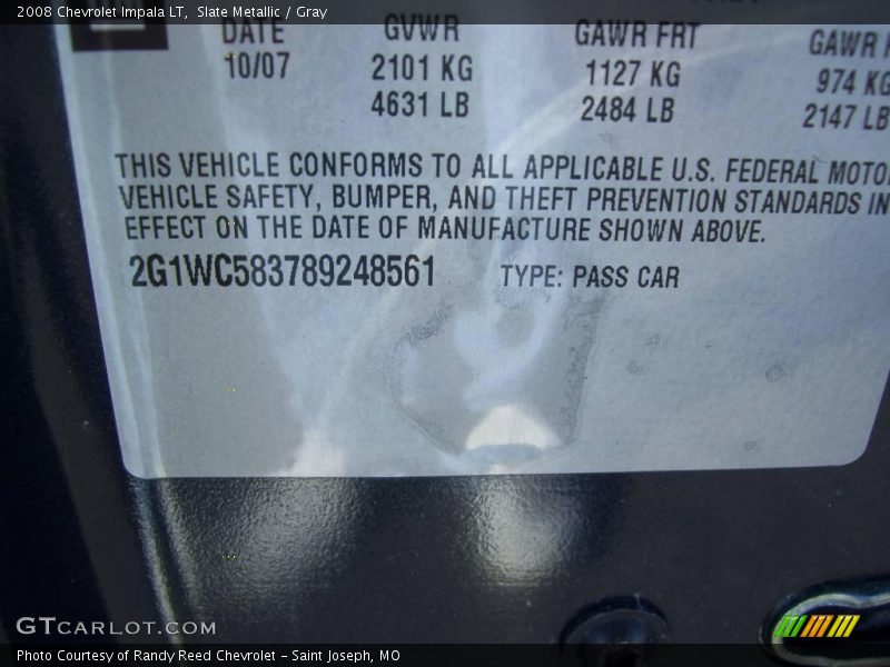 Slate Metallic / Gray 2008 Chevrolet Impala LT