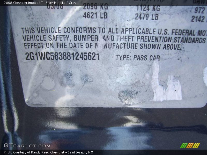 Slate Metallic / Gray 2008 Chevrolet Impala LT